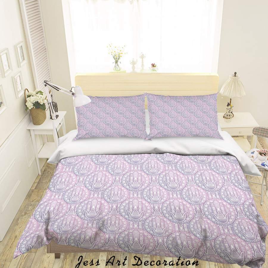 3D Purple Flower Pattern Quilt Cover Set Bedding Set Duvet Cover Pillowcases A003 LQH