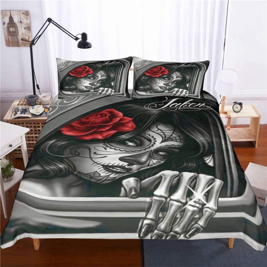 3D Skull Beauty Quilt Cover Set Bedding Set Pillowcases 79