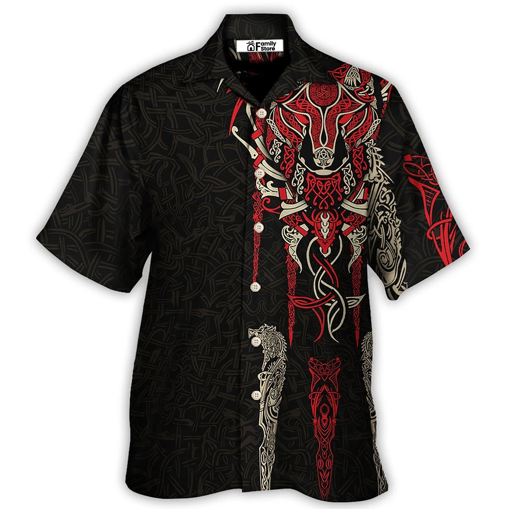 Viking Fenrir Wolf Head Norse Celtic Hawaiian Shirt