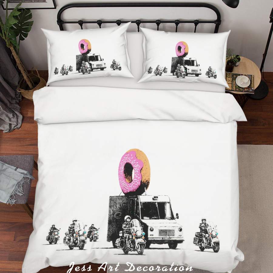 3D Banksy Donuts Strawberry Quilt Cover Set Bedding Set Duvet Cover Pillowcases  ZY D34