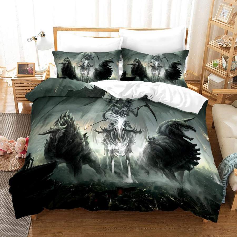 3D Skull Grey Quilt Cover Set Bedding Set Duvet Cover Pillowcases A001 LQH