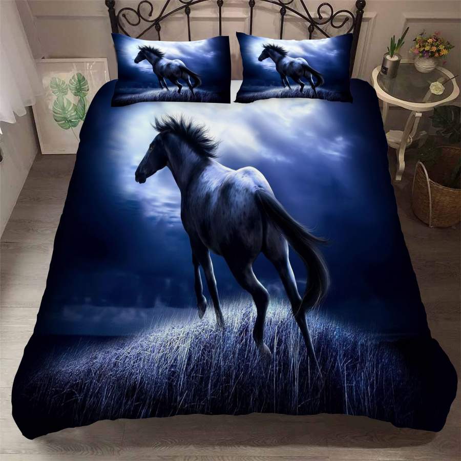 3D Moon Night Horse Quilt Cover Set Bedding Set Pillowcases 27