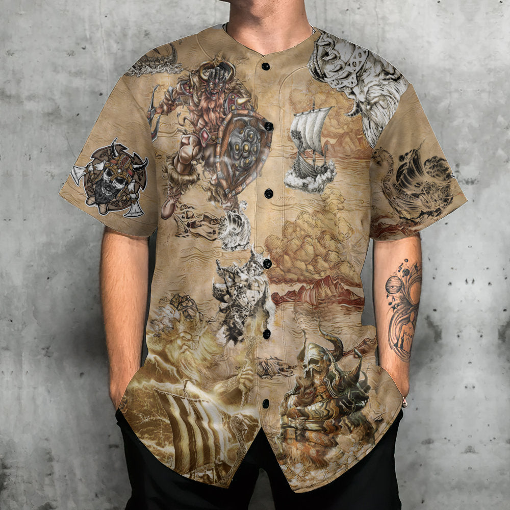 Viking Map War Vintage Style Baseball Jersey