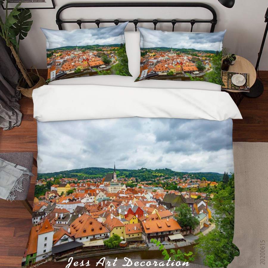 3D Town House Quilt Cover Set Bedding Set Duvet Cover Pillowcases SF138