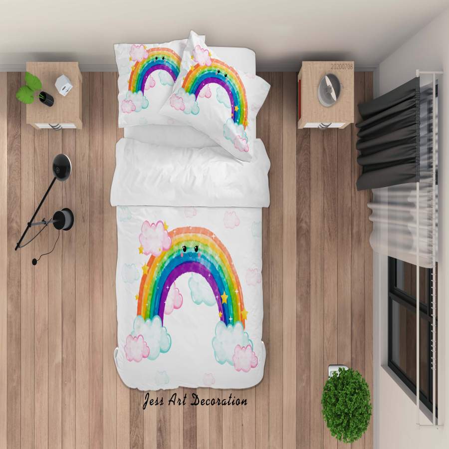 3D White Rainbow Quilt Cover Set Bedding Set Duvet Cover Pillowcases SF83