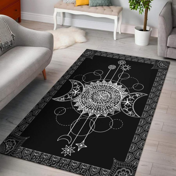 Wicca Triple moon Area Rug Carpet KTSR