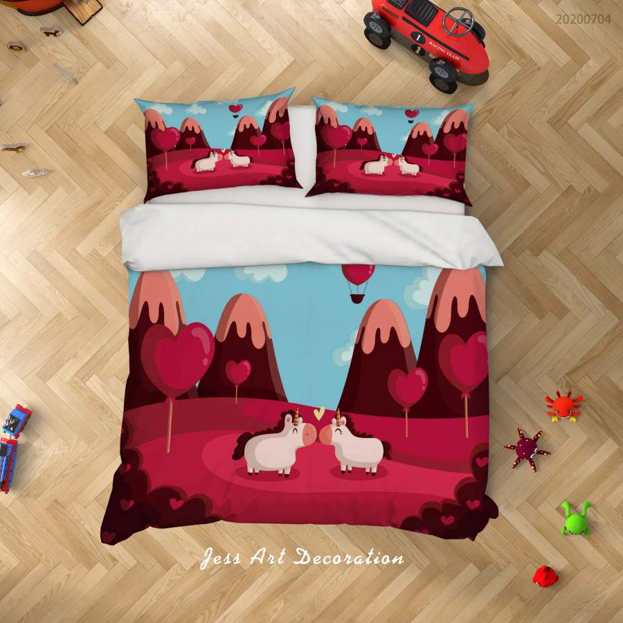 3D Mountain Unicorn Quilt Cover Set Bedding Set Duvet Cover Pillowcases SF168