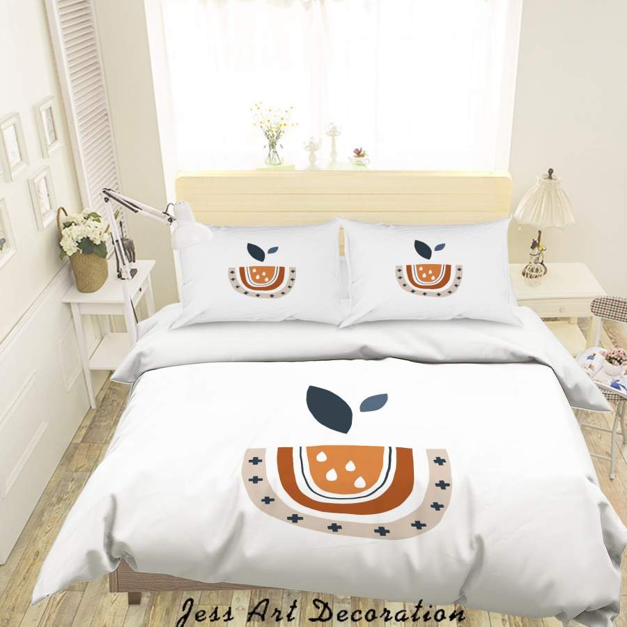 3D White Cartoon Fruit Quilt Cover Set Bedding Set Duvet Cover Pillowcases SF74