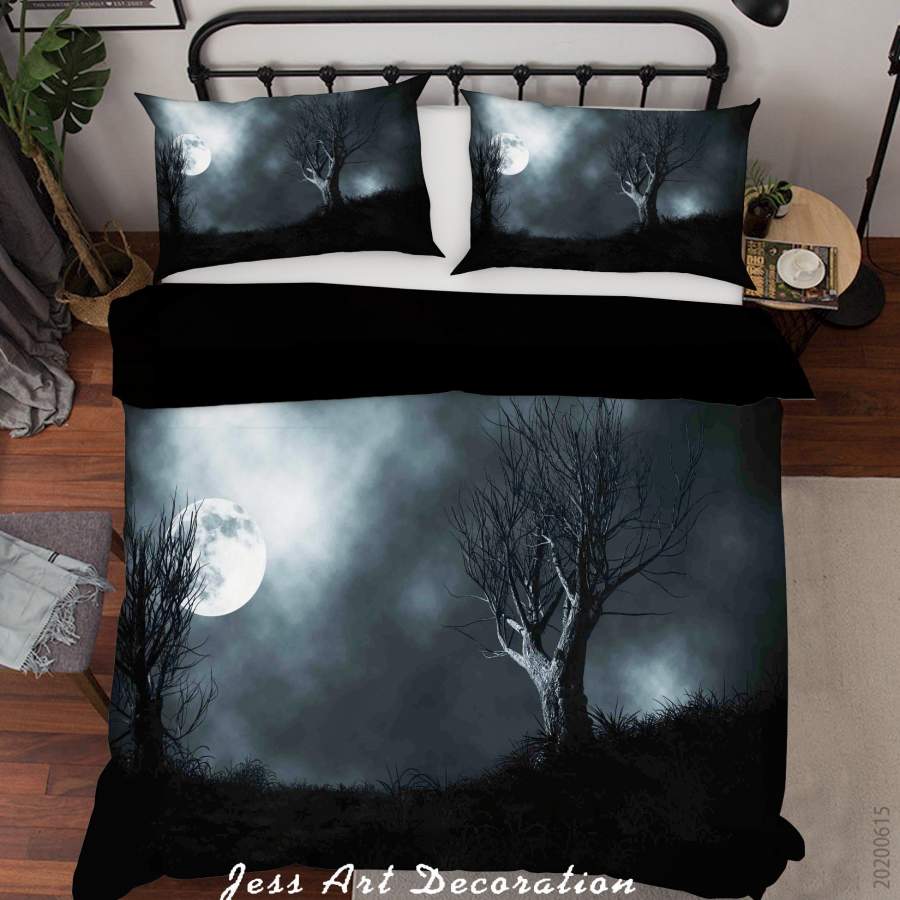 3D Moon Trees Night Quilt Cover Set Bedding Set Duvet Cover Pillowcases SF08