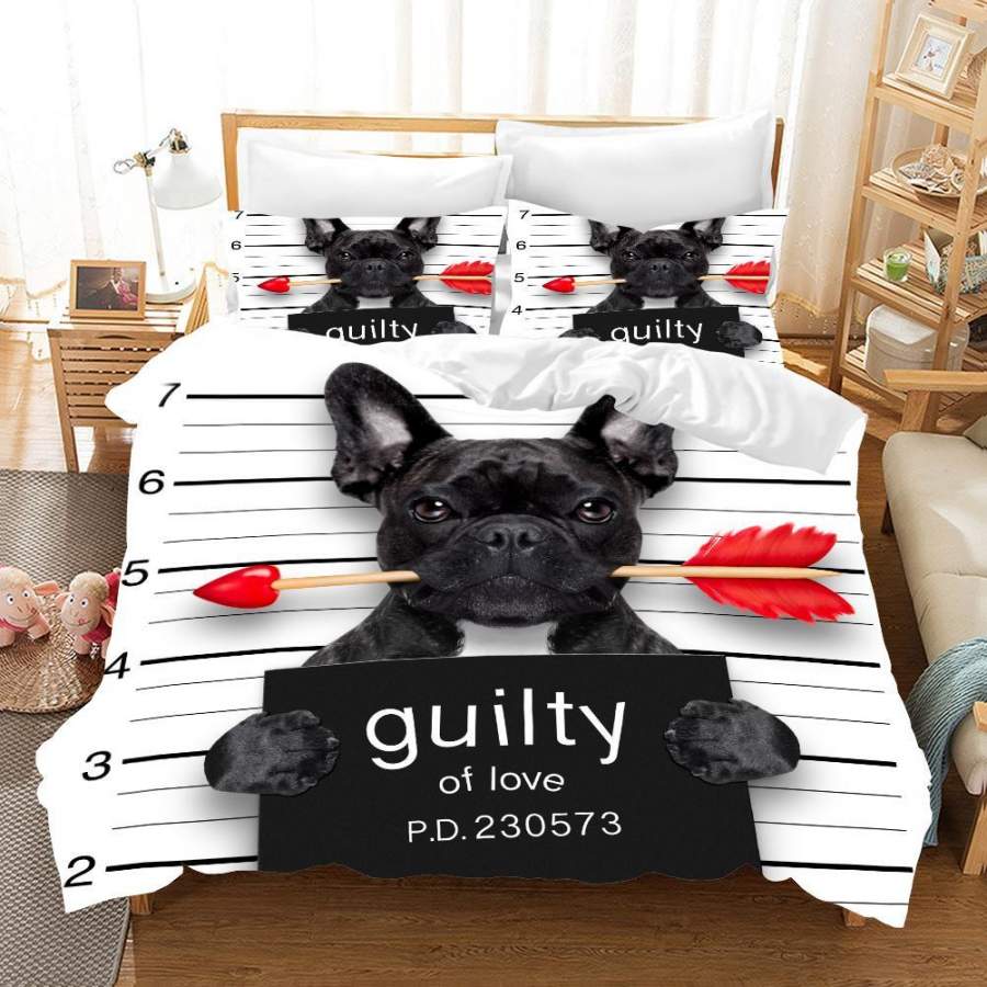 3D White Black Bulldog Arrow Quilt Cover Set Bedding Set Pillowcases 112