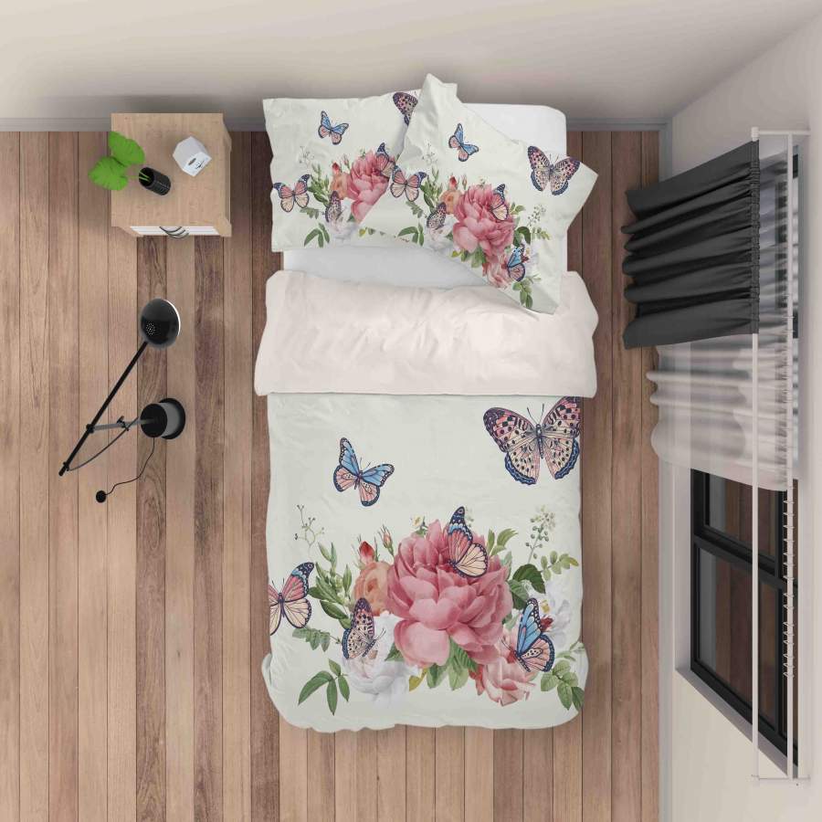 3D Butterfly Flower Quilt Cover Set Bedding Set Duvet Cover Pillowcases SF013