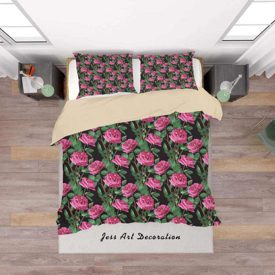 3D Pink Flowers Quilt Cover Set Bedding Set Duvet Cover Pillowcases SF90