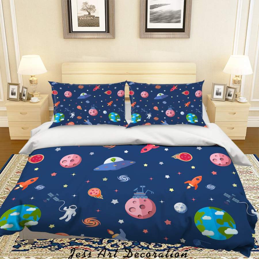 3D Cartoon Space Planet Quilt Cover Set Bedding Set Pillowcases 42