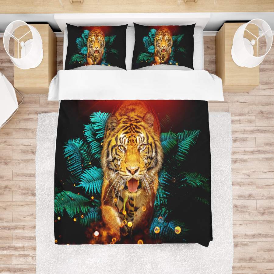 3D Black Tiger Leaves Quilt Cover Set Bedding Set Pillowcases 20