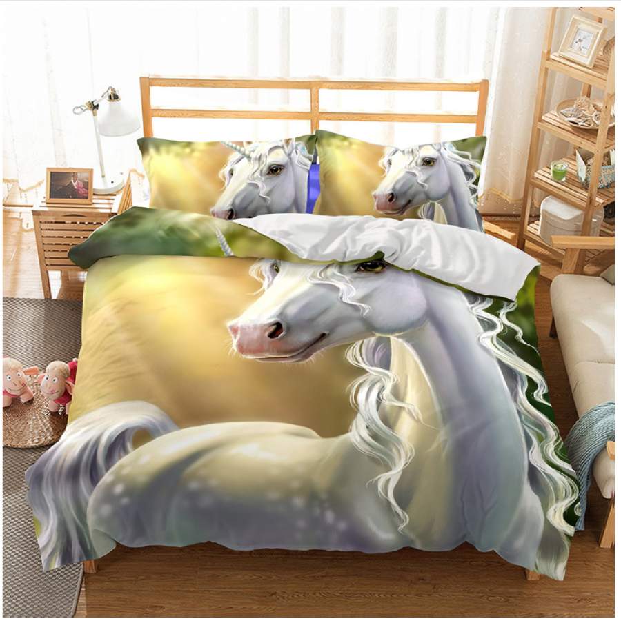 3D Unicorn Sunshine Quilt Cover Set Bedding Set Pillowcases 48