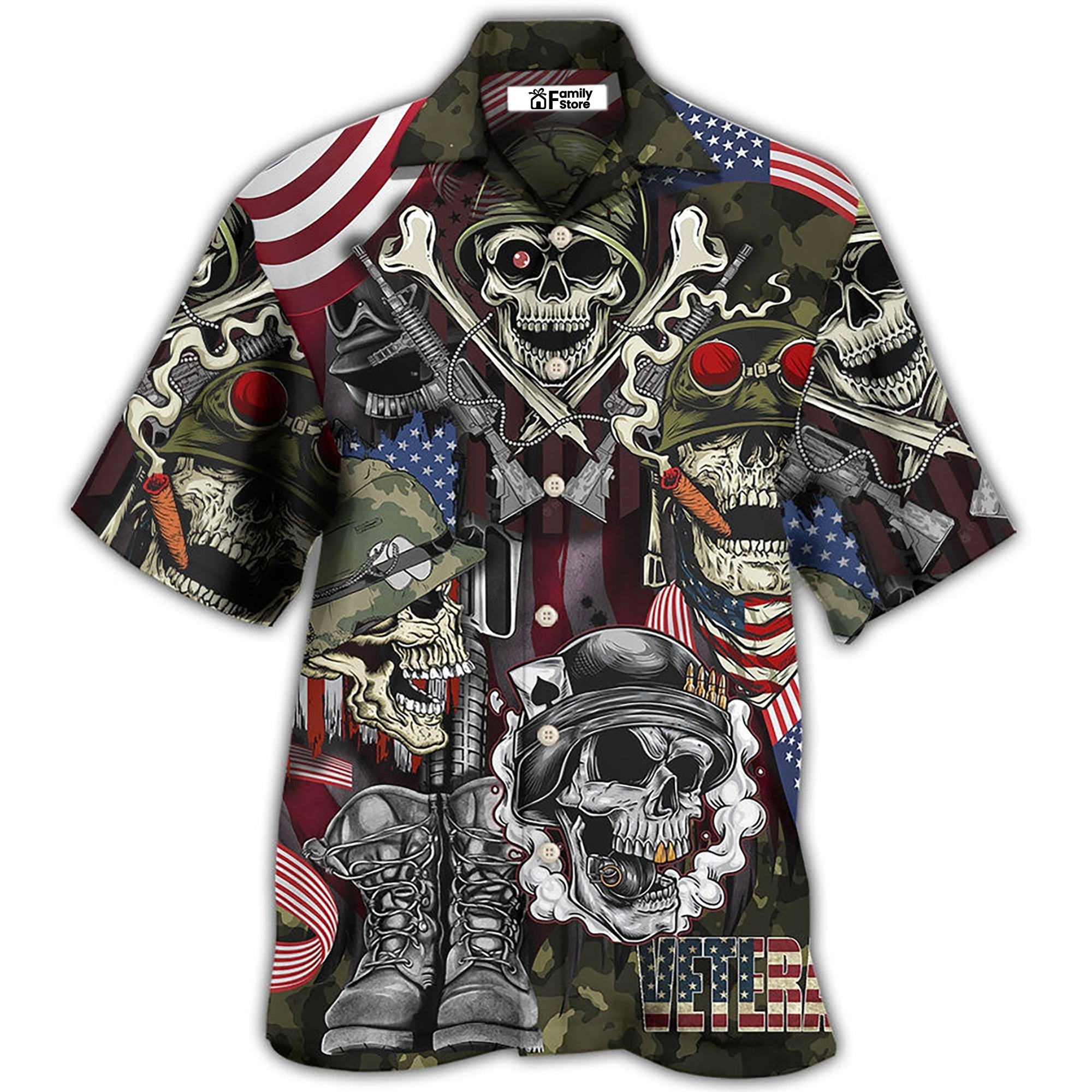 Veteran Skull War Art – Hawaiian Shirt