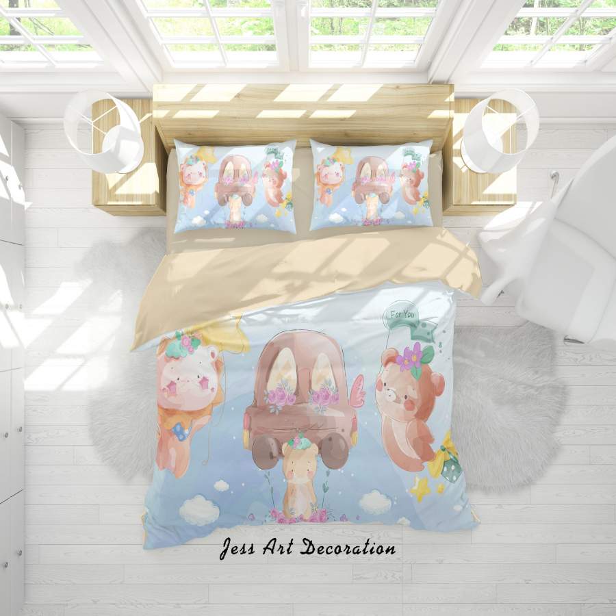 3D Cartoon Animal Car Quilt Cover Set Bedding Set Duvet Cover Pillowcases A359 LQH