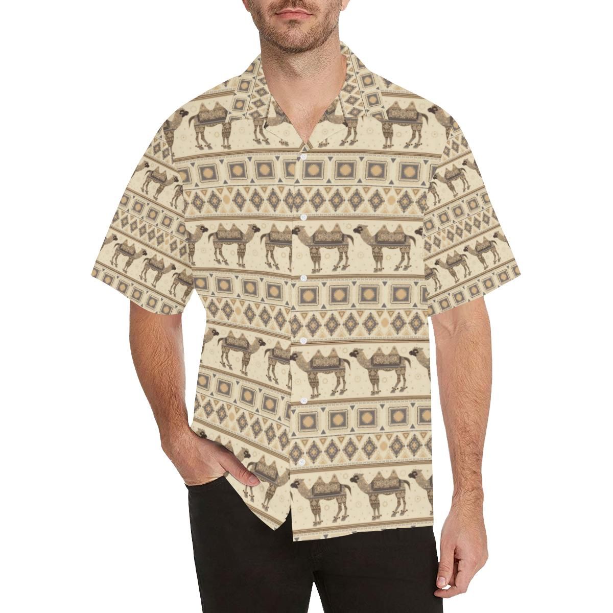 Traditional Camel Pattern Ethnic Motifs Men’s All Over Print Hawaiian Shirt