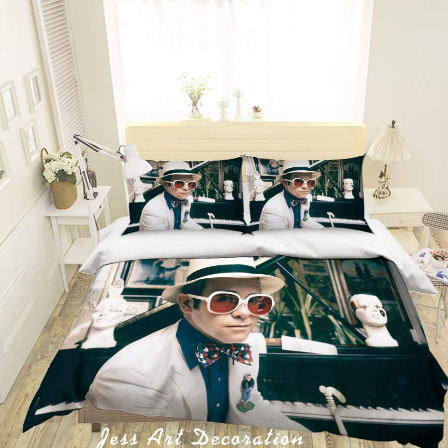 3D Rock Star Elton John Quilt Cover Set Bedding Set Pillowcases 36