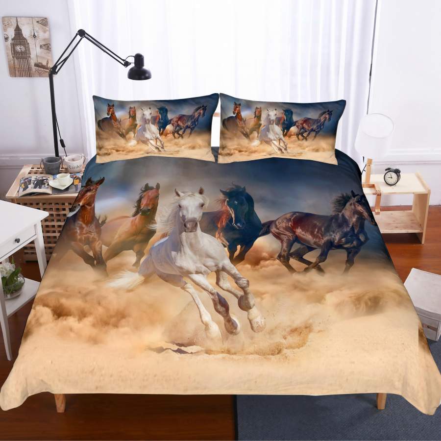 3D Galloping Horse Quilt Cover Set Bedding Set Pillowcases 226