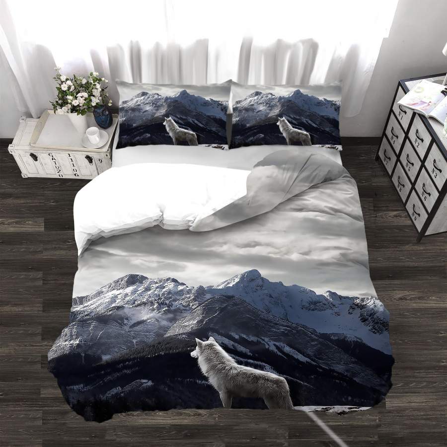 3D Snow Mountain Wolf Quilt Cover Set Bedding Set Duvet Cover Pillowcases SF19