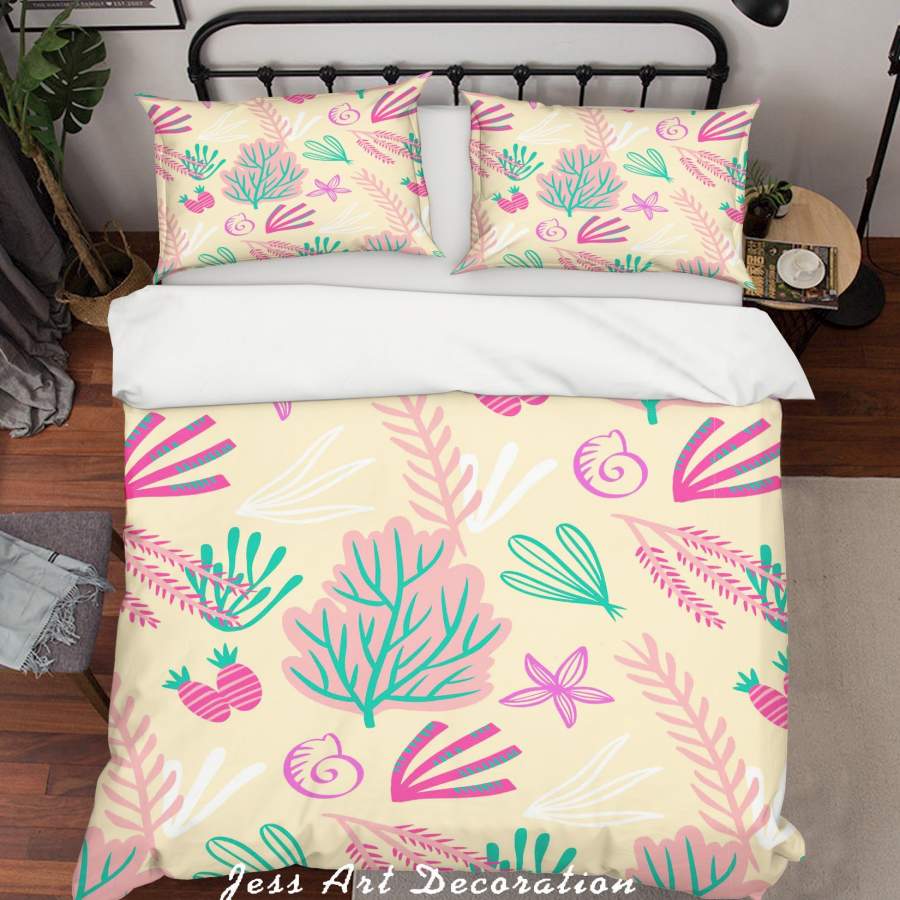 3D Pineapple Conch Floral Branch Plants Quilt Cover Set Bedding Set Duvet Cover Pillowcases SF