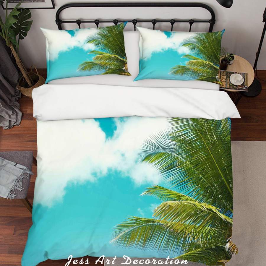 3D Sky Tropical Plants Quilt Cover Set Bedding Set Duvet Cover Pillowcases SF88