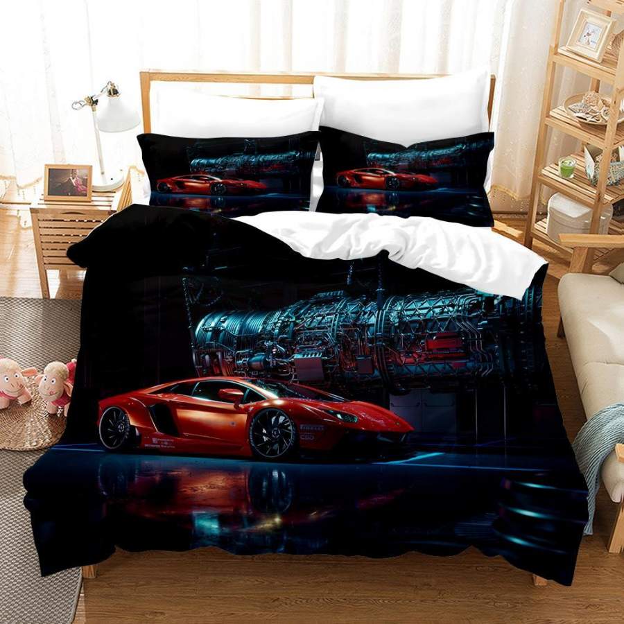 3D Red Sports Car Quilt Cover Set Bedding Set Duvet Cover Pillowcases SF09