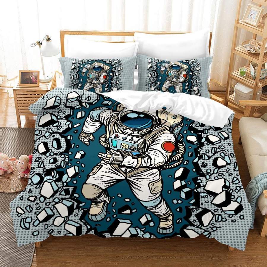 3D Cartoon Astronaut Quilt Cover Set Bedding Set Duvet Cover Pillowcases SF52