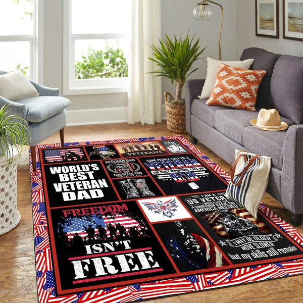 Veteran Army Us Quilt Mk Carpet Area Rug – Home Decor – Bedroom Living Room Décor