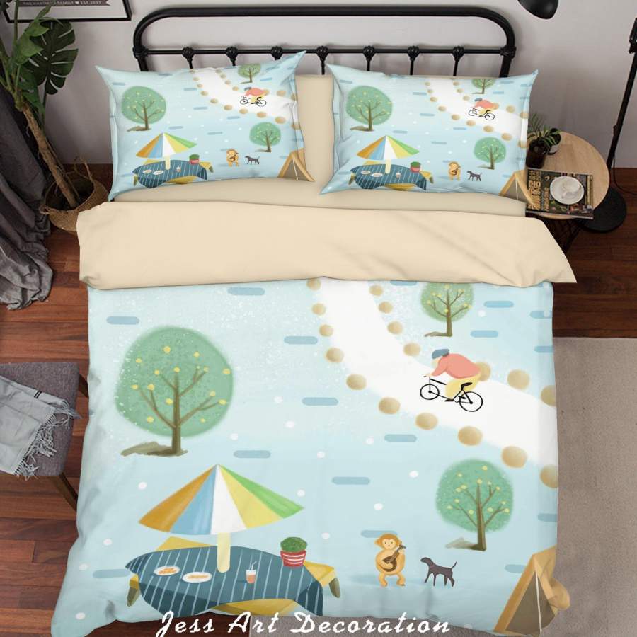 3D Cartoon Tree Road Bicycle Quilt Cover Set Bedding Set Duvet Cover Pillowcases A621 LQH