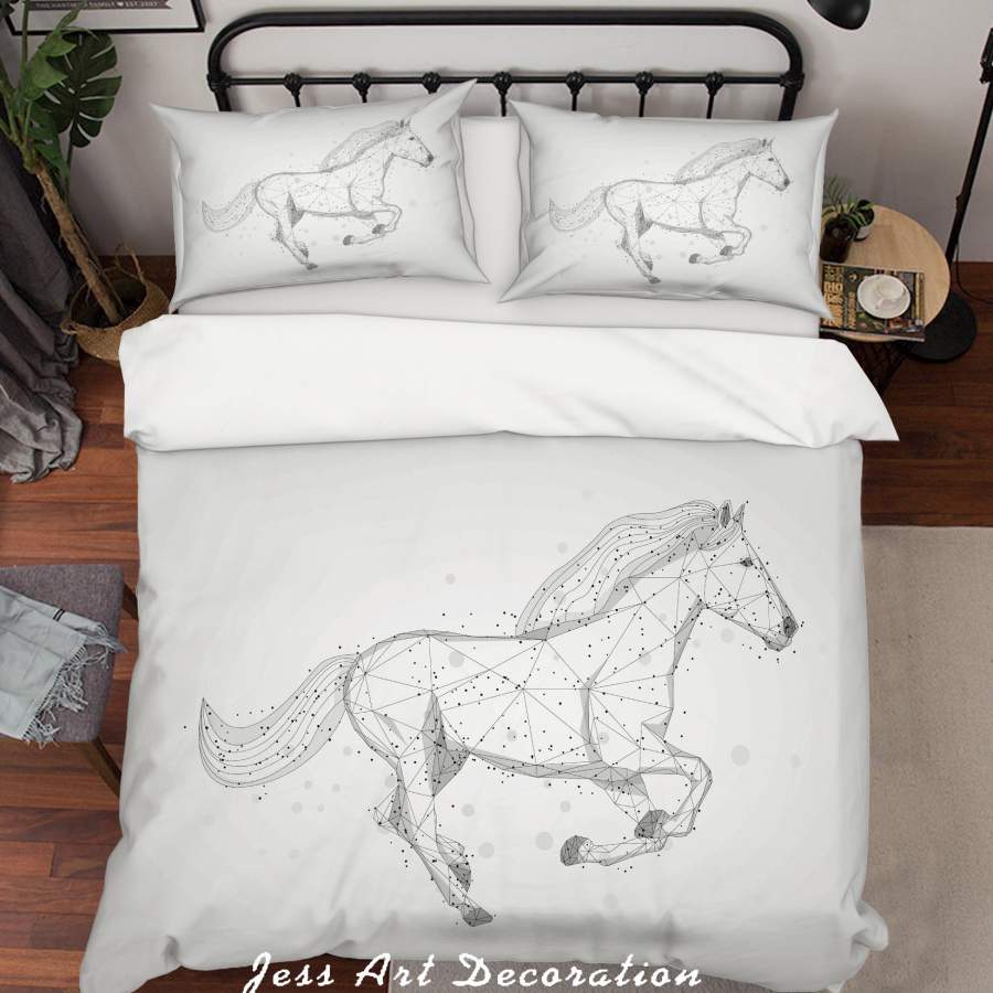 3D White Horse Quilt Cover Set Bedding Set Pillowcases SF43