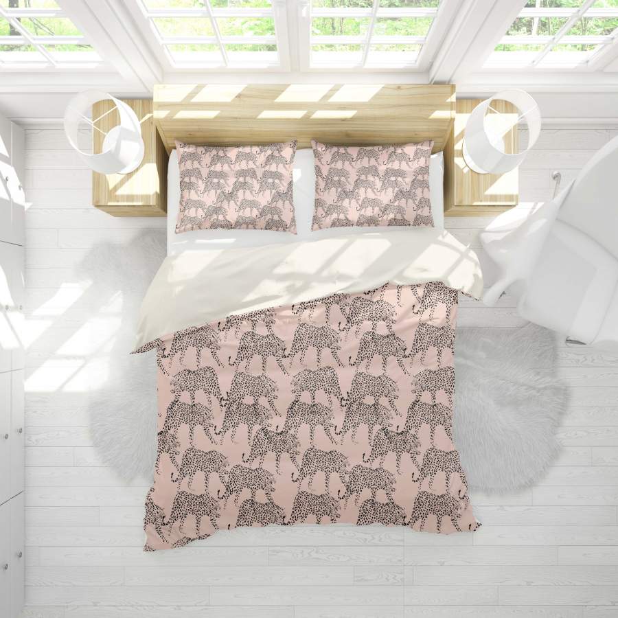 3D Pink Leopard Quilt Cover Set Bedding Set Pillowcases 98