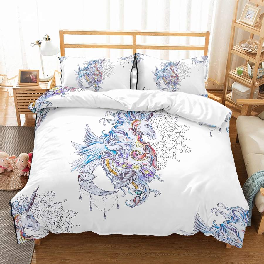 3D Dreamy  Unicorn  Quilt Cover Set Bedding Set Pillowcases