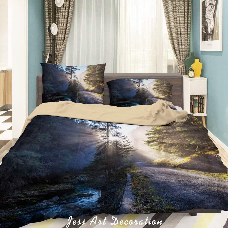 3D Sunshine Forest Stream Quilt Cover Set Bedding Set Duvet Cover Pillowcases A097 LQH