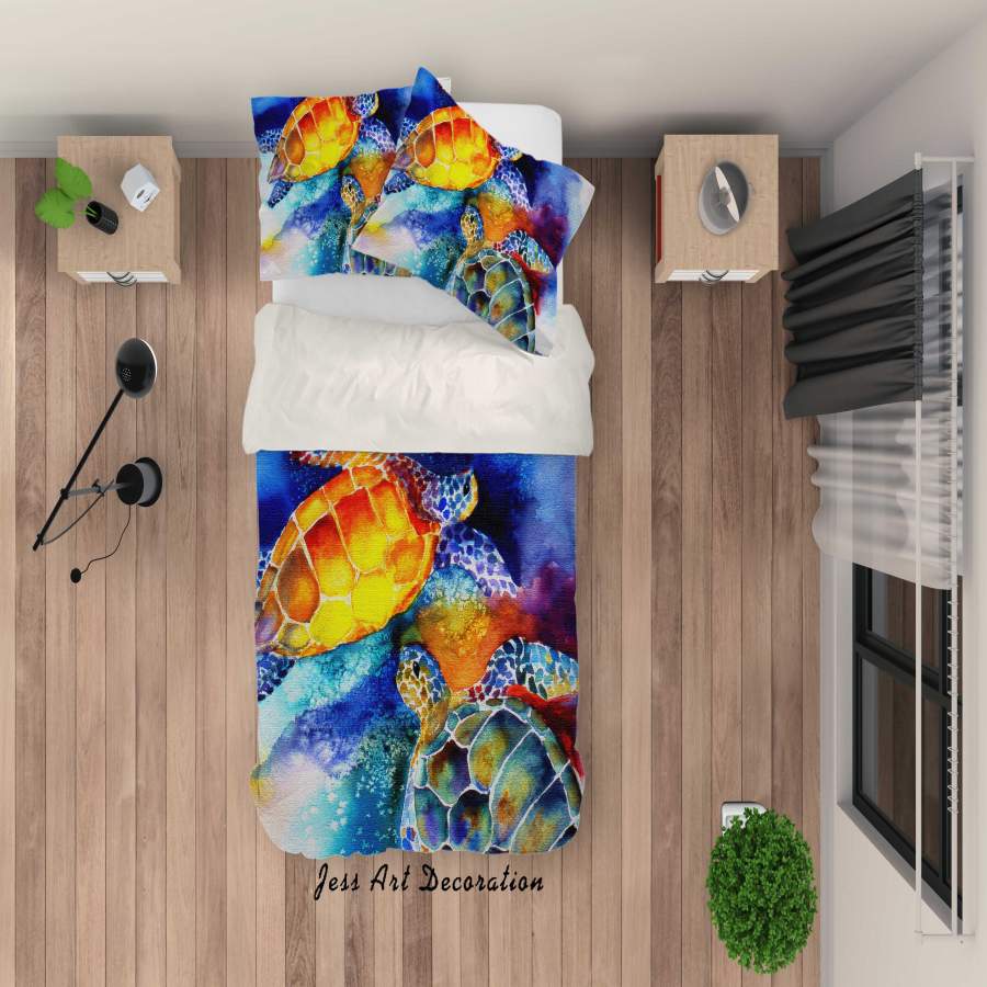 3D Watercolor Turtle Quilt Cover Set Bedding Set Pillowcases 56