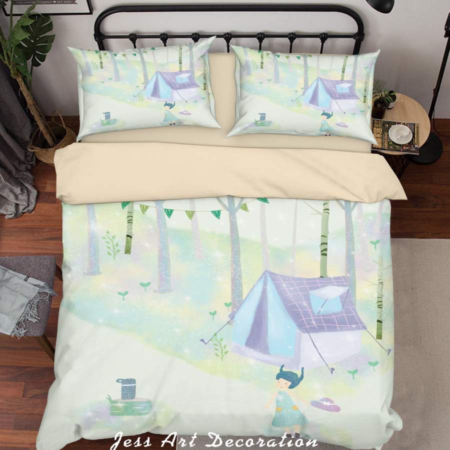 3D Forest House Girl Painting Quilt Cover Set Bedding Set Duvet Cover Pillowcases A487 LQH