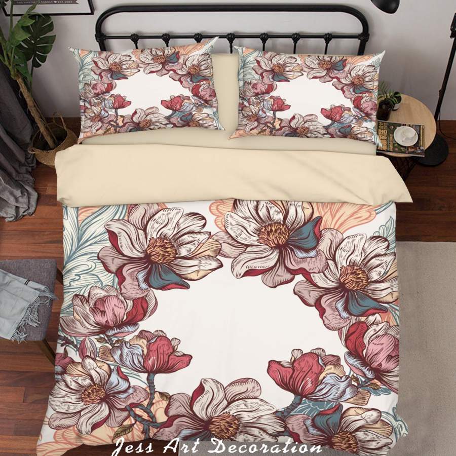 3D Floral Quilt Cover Set Bedding Set Duvet Cover Pillowcases SF89