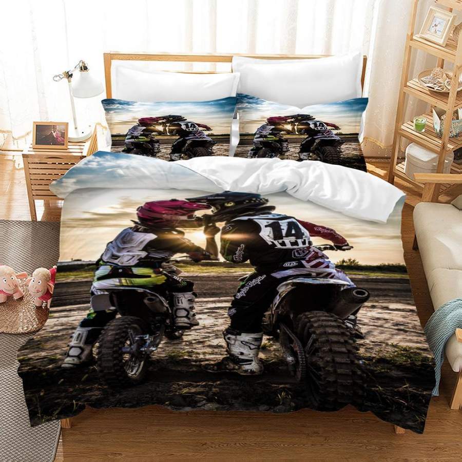 3D Motocross Couple Quilt Cover Set Bedding Set Pillowcases 174