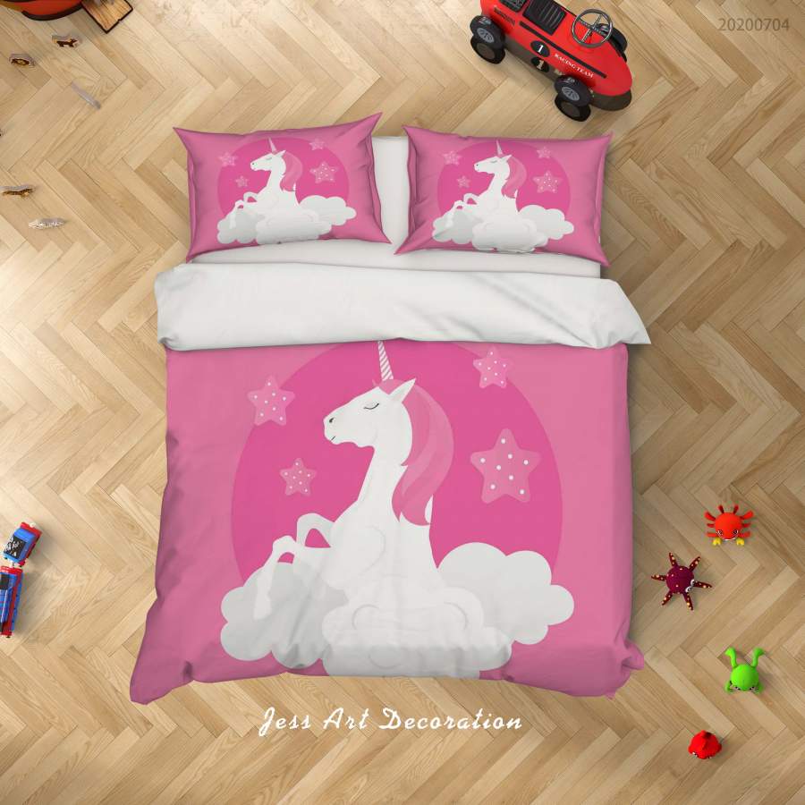 3D Pink Unicorn Quilt Cover Set Bedding Set Duvet Cover Pillowcases SF253