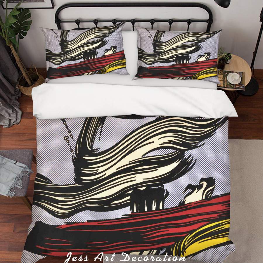 3D Roy Lichtenstein Brushstrokes Red Black Quilt Cover Set Bedding Set Duvet Cover Pillowcases  ZY D110