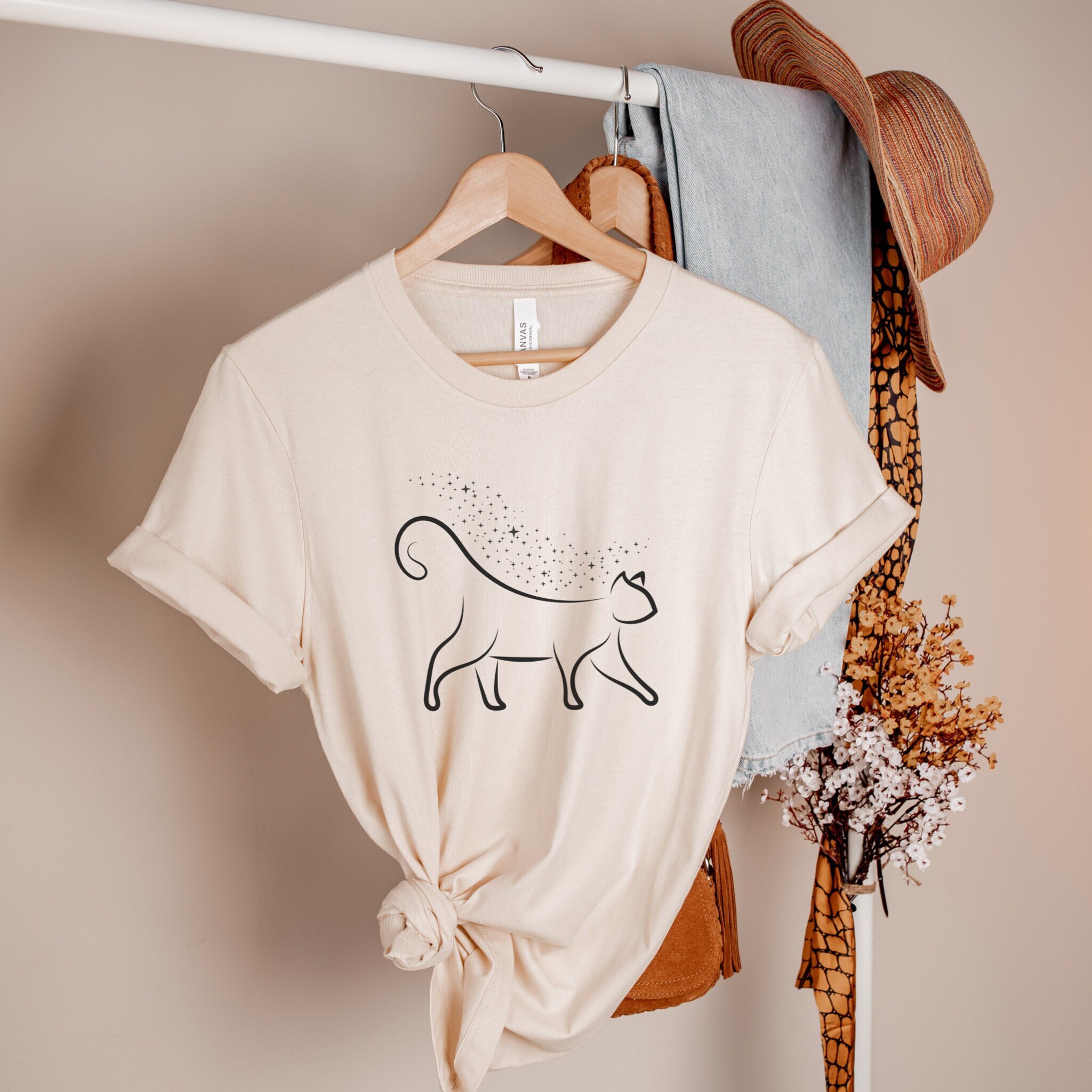 Vintage Cat Shirt Cosmic Cat Shirt Cat T Shirt Women Distressed Tshirt Vintage Clothes Trendy Shirts Aesthetic Clothes Indie Clothing Kitten