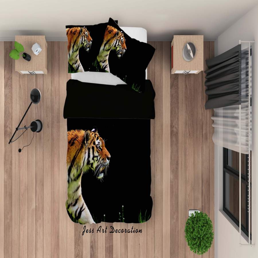 3D Tiger Black Quilt Cover Set Bedding Set Duvet Cover Pillowcases A161 LQH