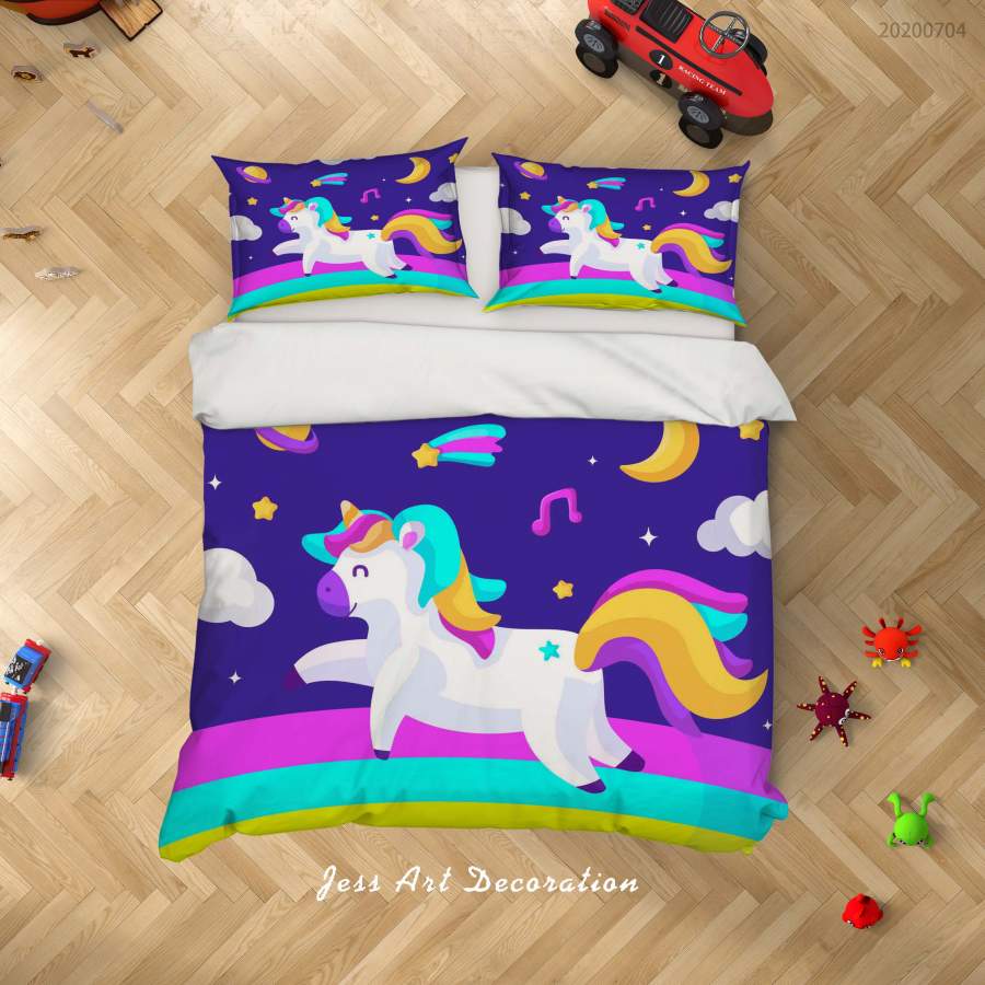 3D Cartoon Unicorn Quilt Cover Set Bedding Set Duvet Cover Pillowcases SF183