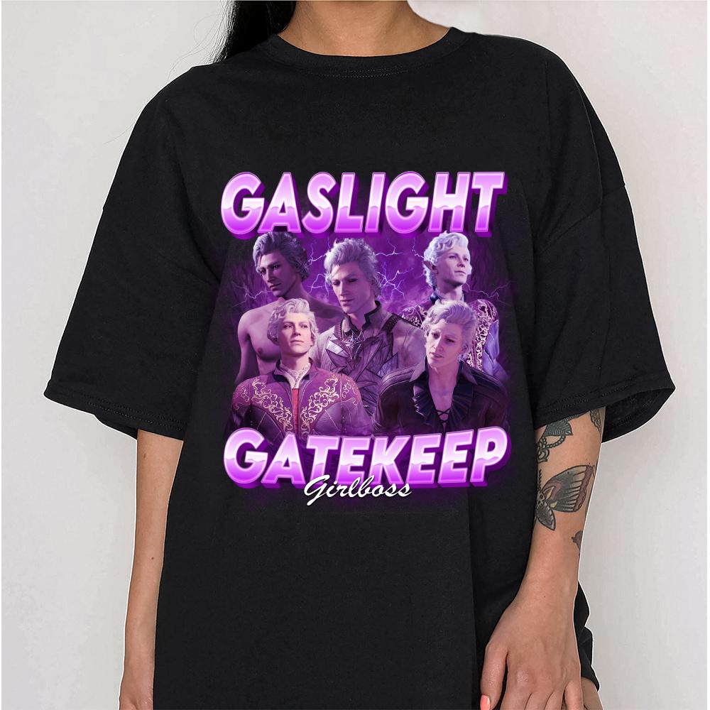 Vintage Astarion Baldurs Gate Bootleg Shirt, Gaslight Gatekeep Girlboss Astarion Shirt, Vintage Graphic 90s Baldurs Gate 3 Shirt, Unisex T-Shirt, Gifts For Women, Short Sleeve Tee Shirt, Gifts For Birthday Mothers Day Christmas