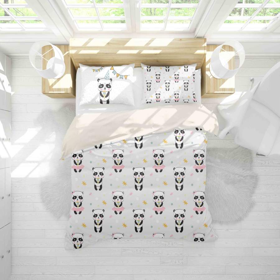 3D Cartoon Panda Quilt Cover Set Bedding Set Pillowcases 64