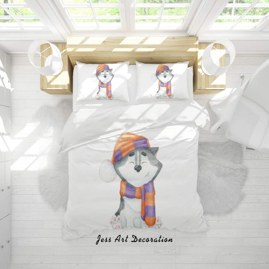 3D White Husky Dog Quilt Cover Set Bedding Set Duvet Cover Pillowcases SF16