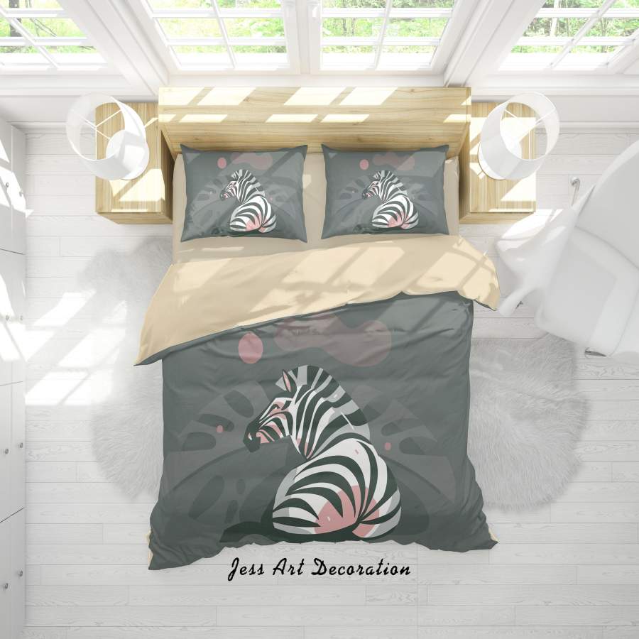 3D Cartoon Zebra Grey Quilt Cover Set Bedding Set Duvet Cover Pillowcases A326 LQH