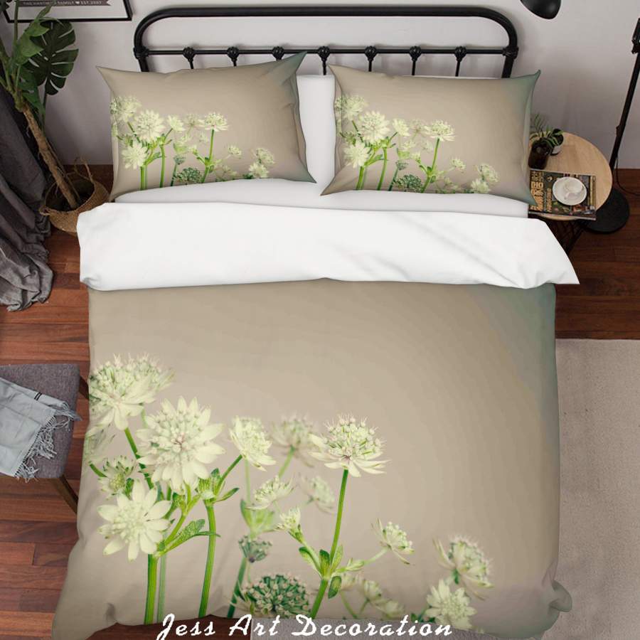 3D White Floral Pattern Quilt Cover Set Bedding Set Duvet Cover Pillowcases LQH A147