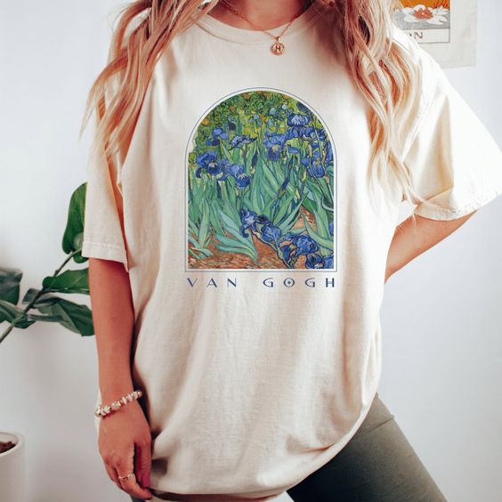 Van Gogh Shirt Vintage Aesthetic Lilies Painting Monet Renaissance Shirt